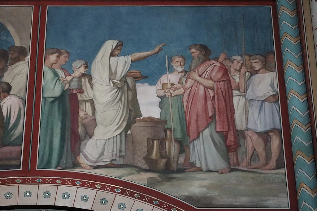 Hippolyte Flandrin - Murales dell'Abbazia di Saint, Germain, des, Prés, Incontro di Abramo e Melchisedec